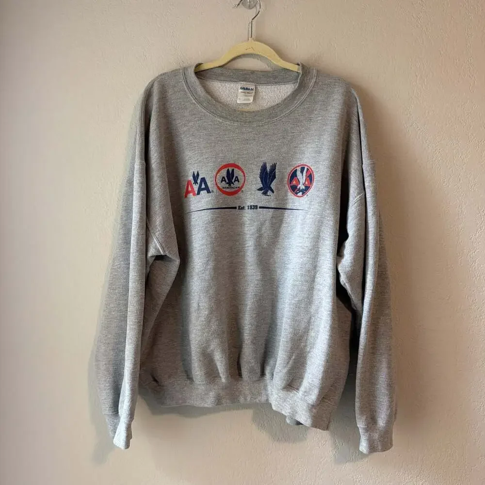 Vintage American Airlines Sweatshirt Gildan Grey Large Employee Pullover Sweater